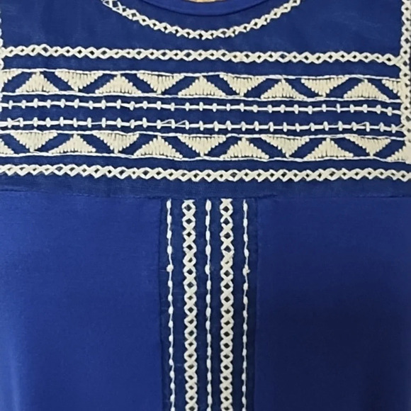 LOVEAPPELA ROYAL BLUE, EMBROIDERED SOFT KNIT BOHO SLEEVLESS TOP - Picture 5 of 8